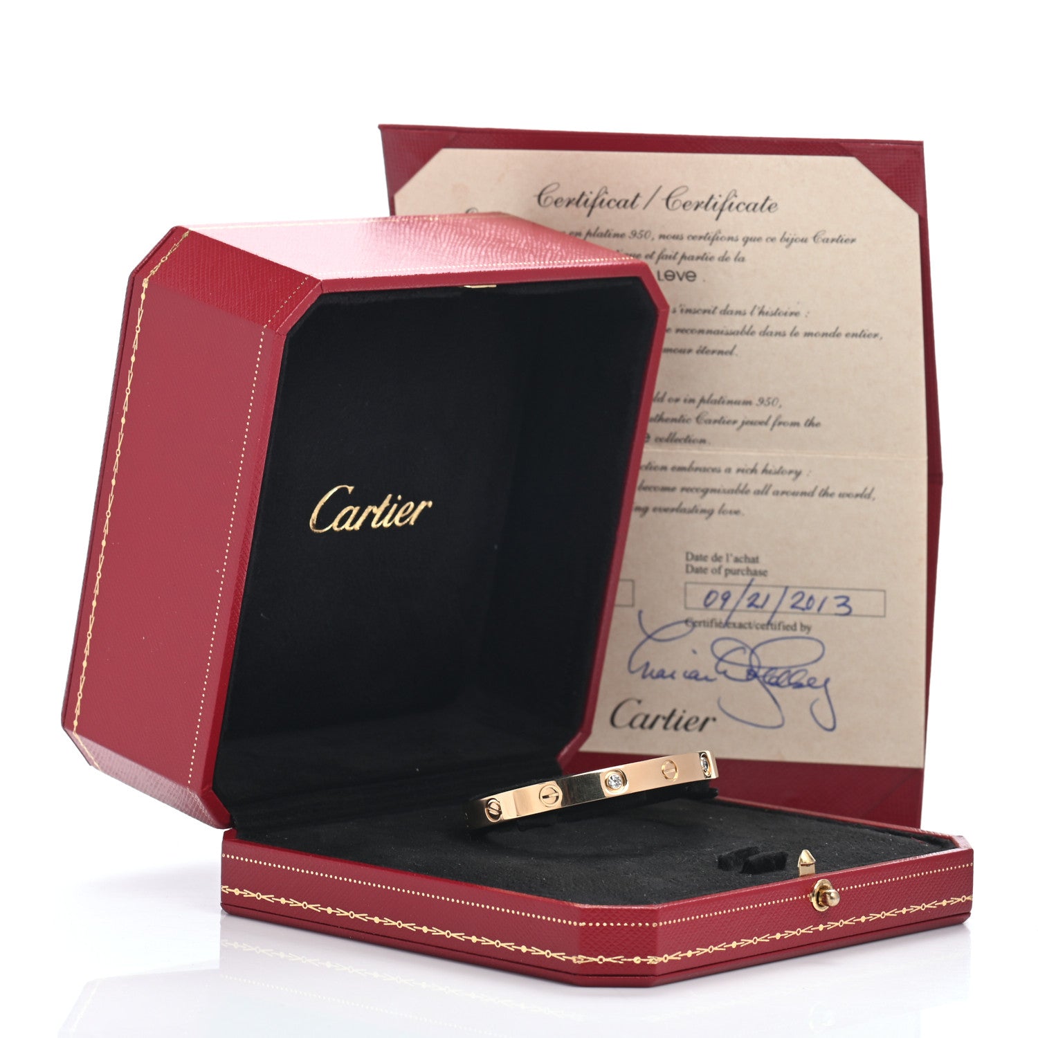 Cartier 18K Yellow Gold 4 Diamond LOVE Bracelet 16 5 of 5