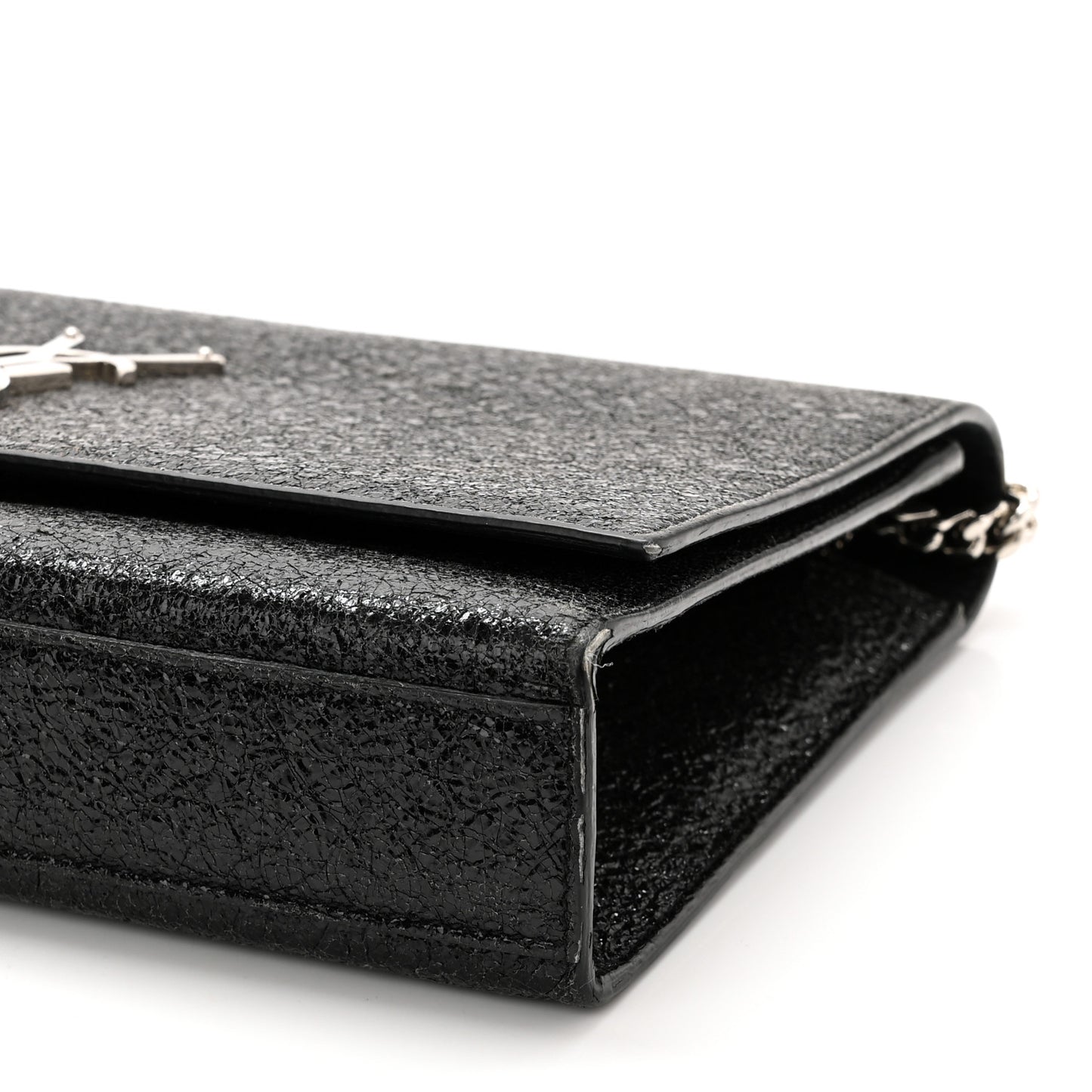 Metallic Sparkle Calfskin Medium Monogram Kate Satchel Black