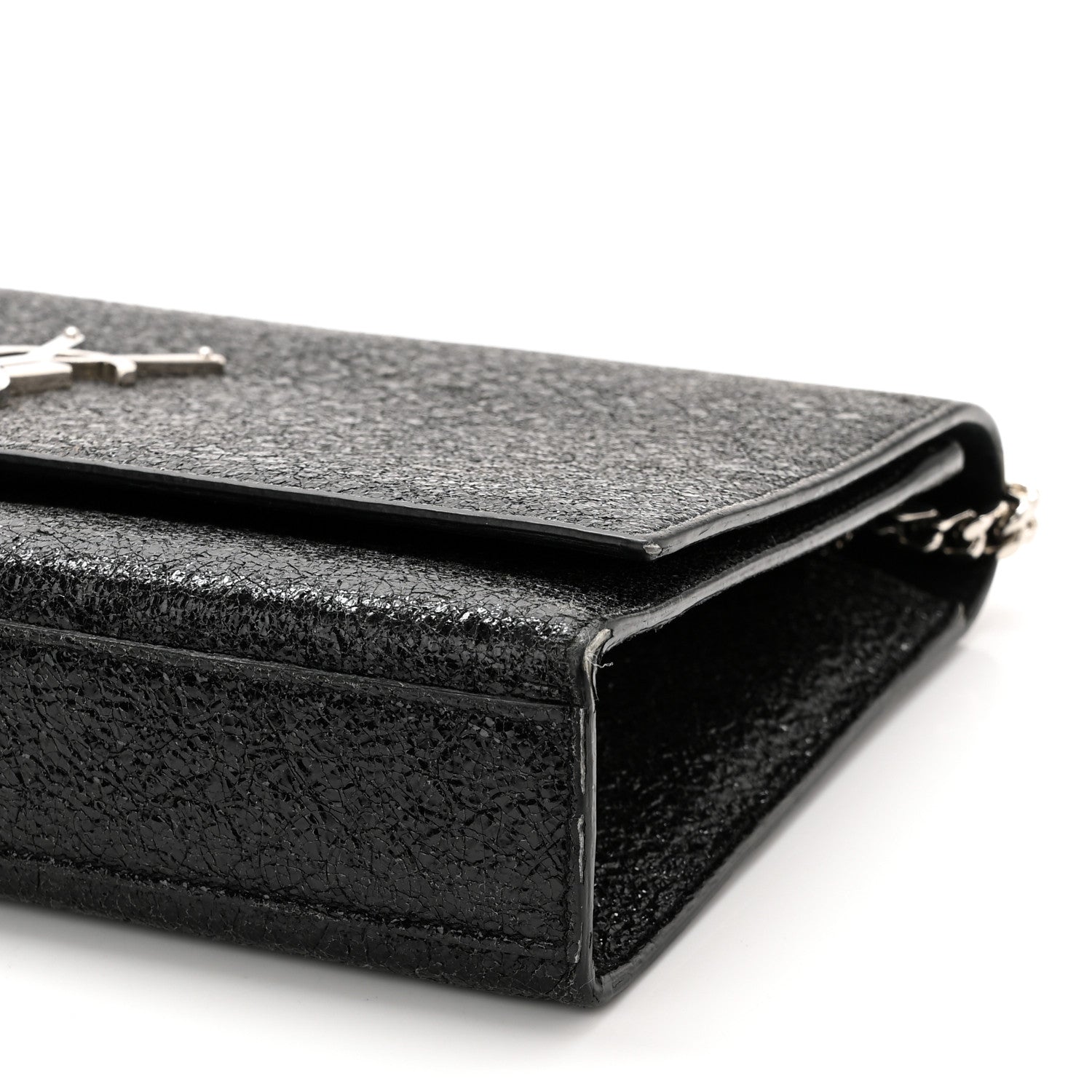 Saint Laurent Metallic Sparkle Calfskin Medium Monogram Kate Satchel Black 10 of 13