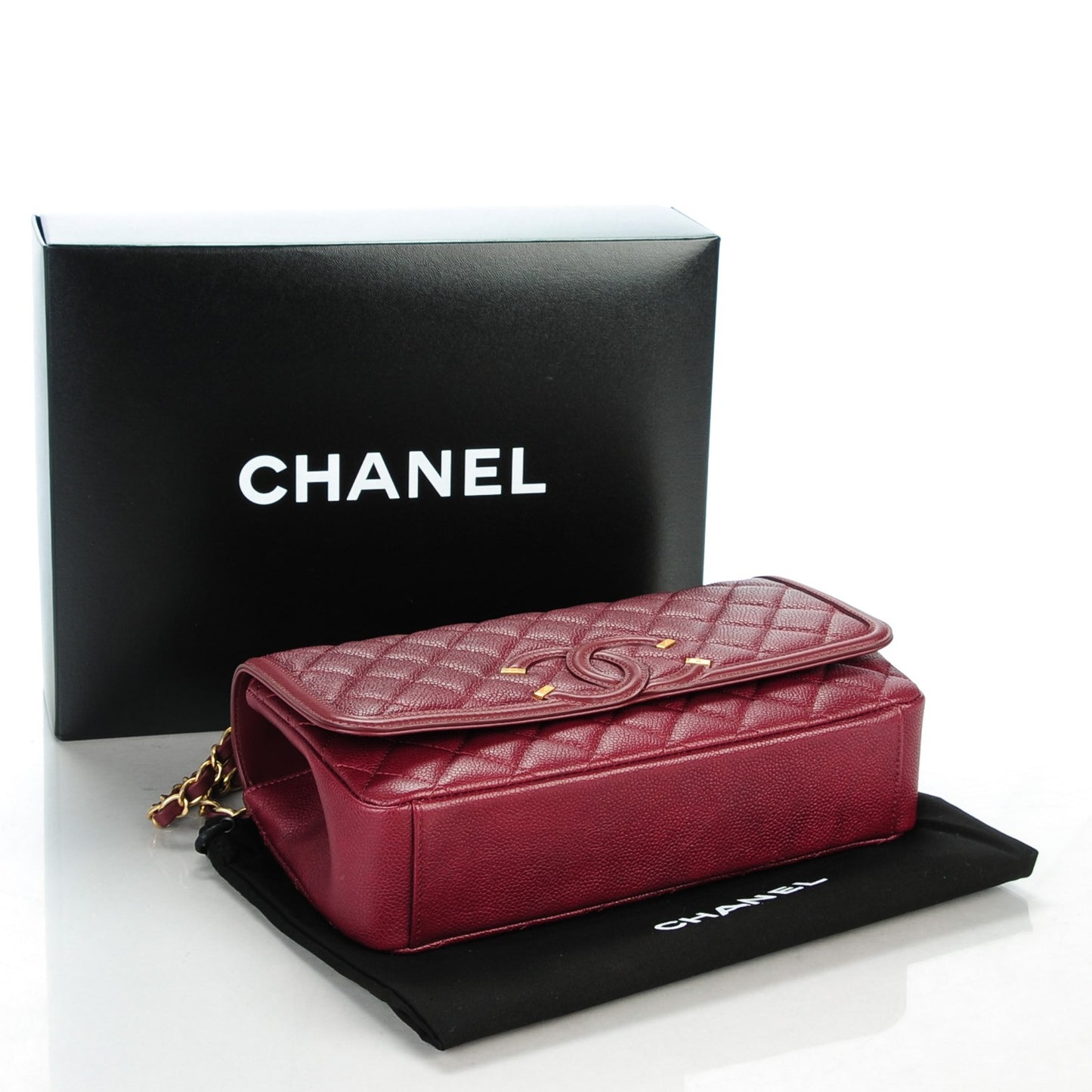 Caviar Quilted Medium CC Filigree Flap Burgundy