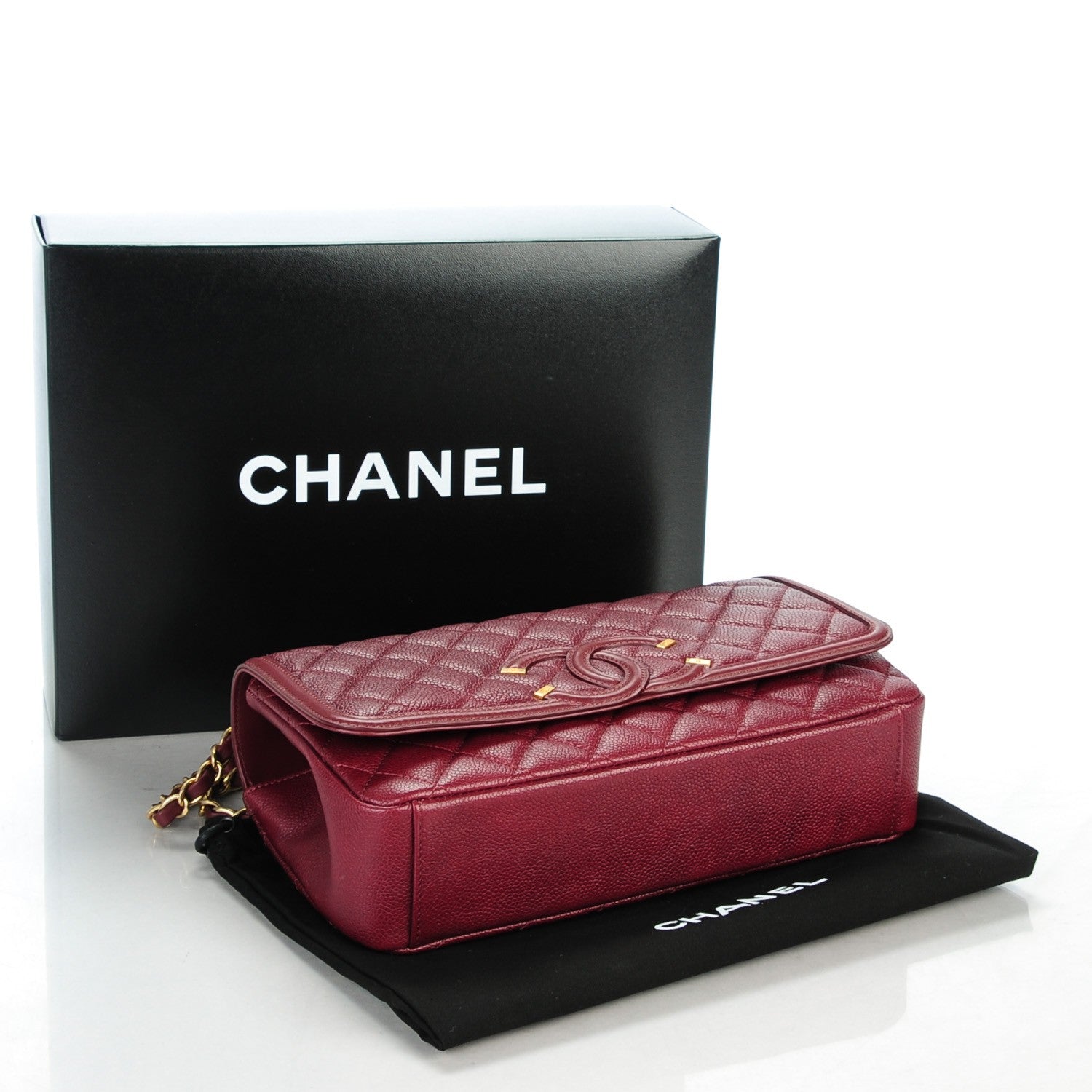 Chanel Caviar Quilted Medium CC Filigree Flap Burgundy 4 of 7