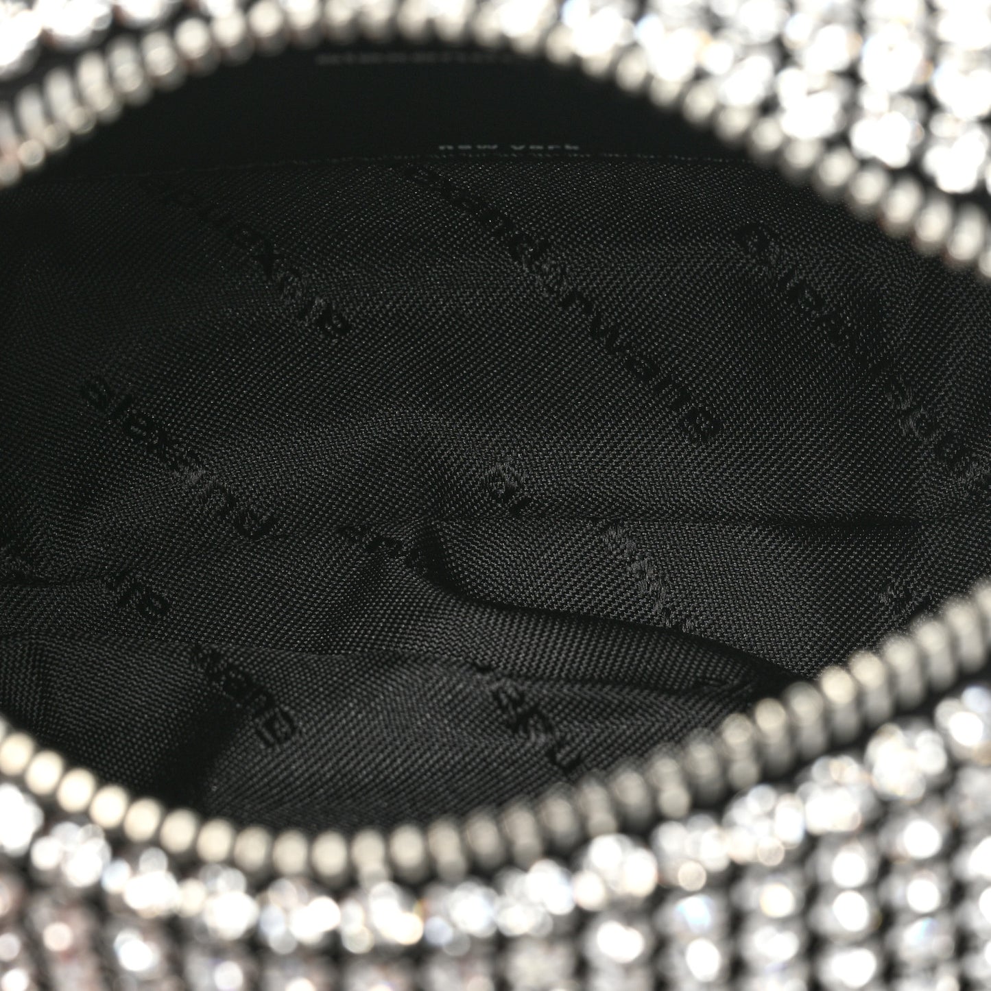 Mesh Crystal Rhinestone Mini Heiress Pouch Black Silver