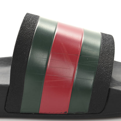 Gucci Rubber Web Mens Pool Slide Sandals 12 Black Green Red 8 of 10