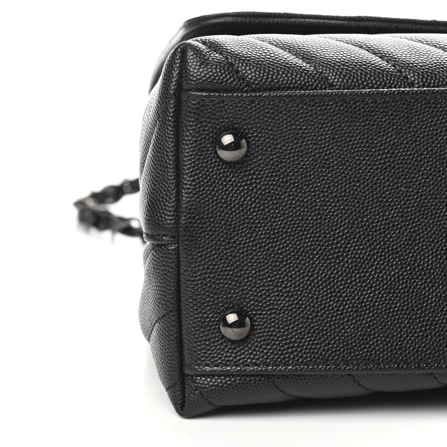 Caviar Chevron Quilted Small Coco Handle Flap So Black