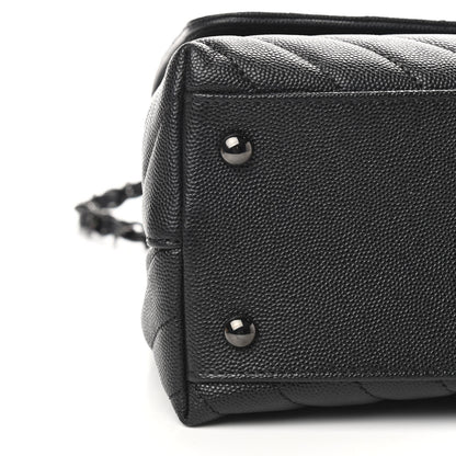 Chanel Caviar Chevron Quilted Small Coco Handle Flap So Black 8 of 9