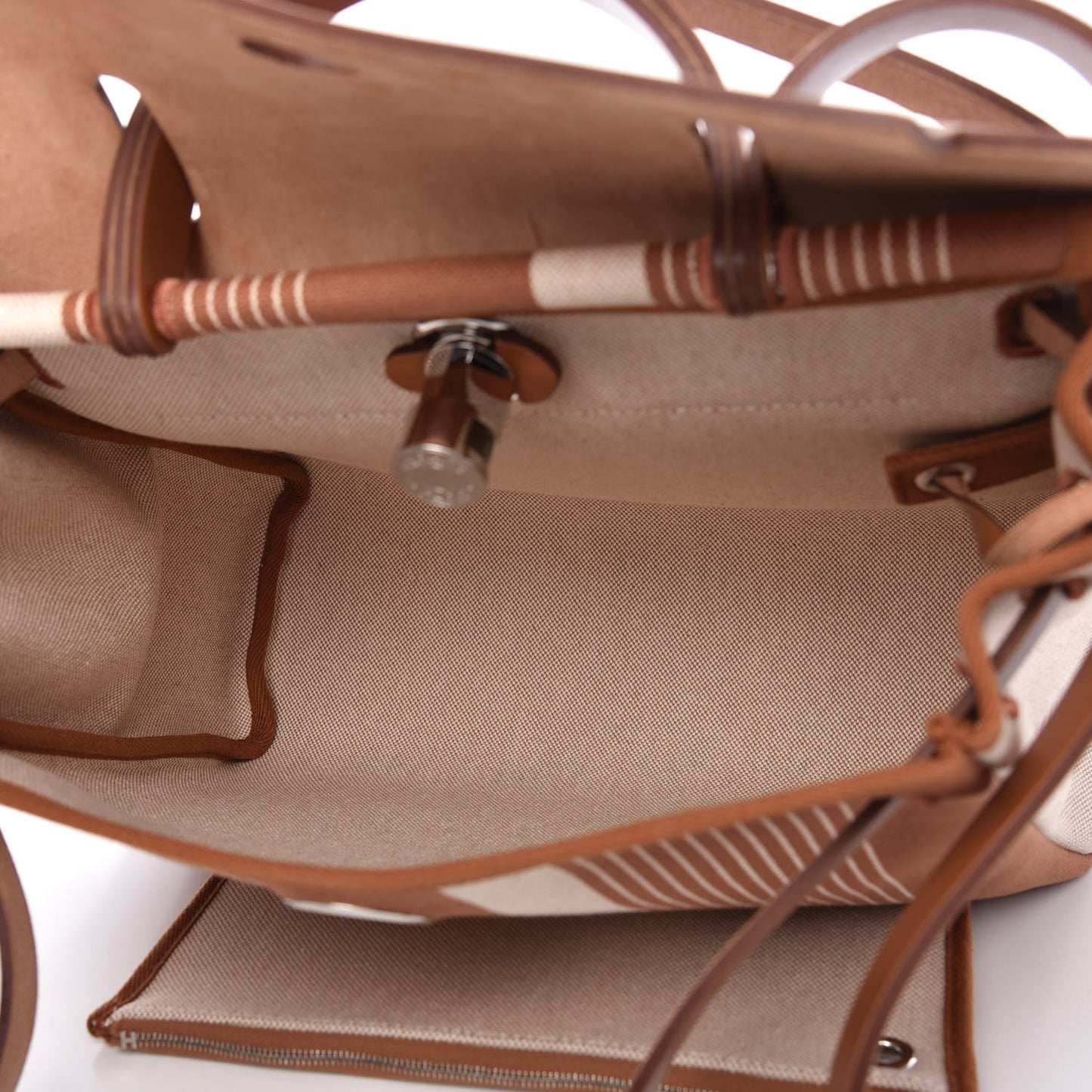 Vache Hunter Toile H Vibration Herbag Zip Retourne 31 PM Fauve Ecru Beige