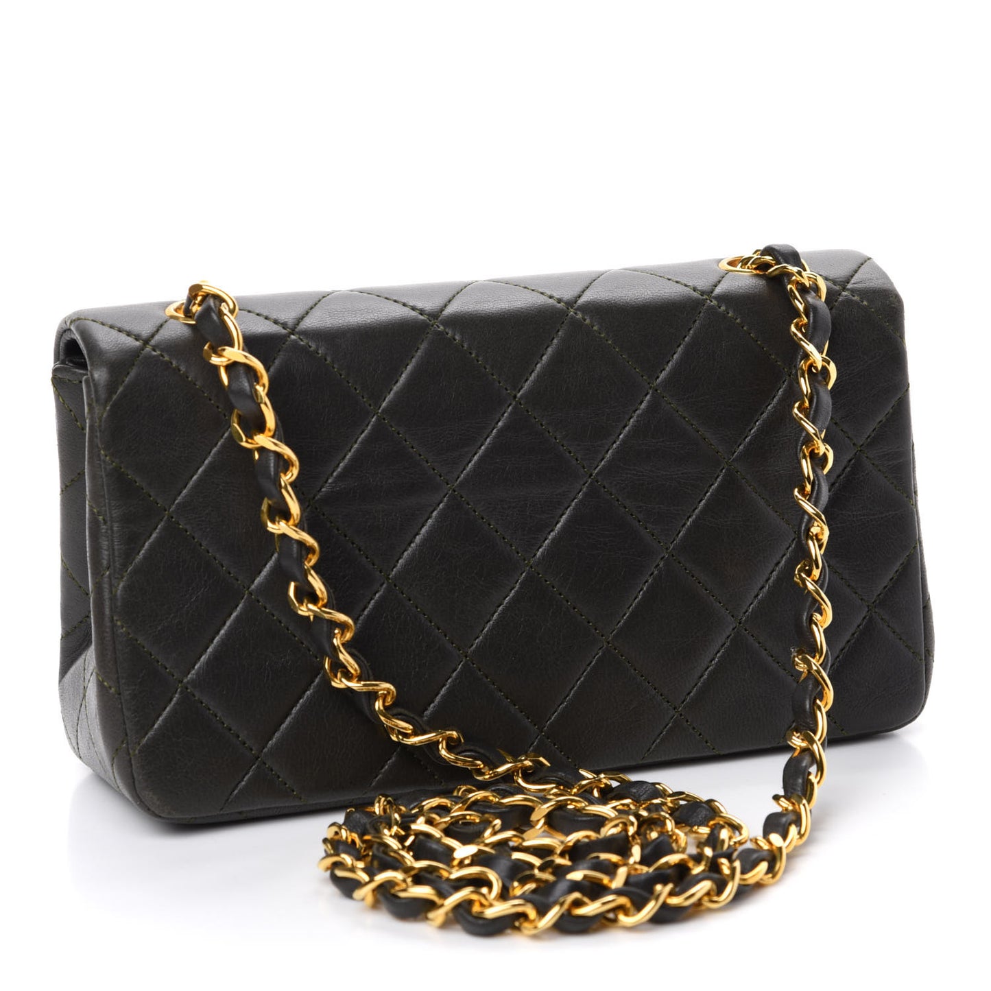 Lambskin Quilted Mini Flap Dark Green