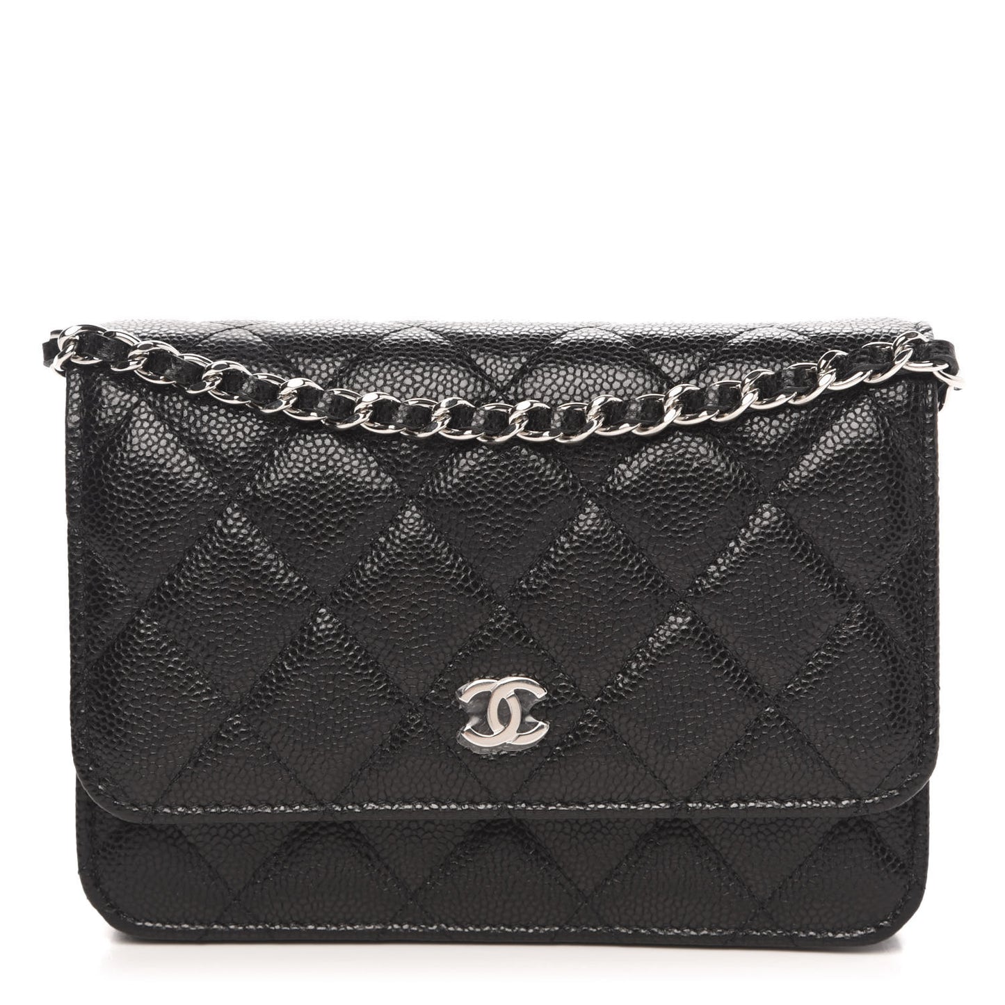 Caviar Quilted Mini Wallet On Chain WOC Black