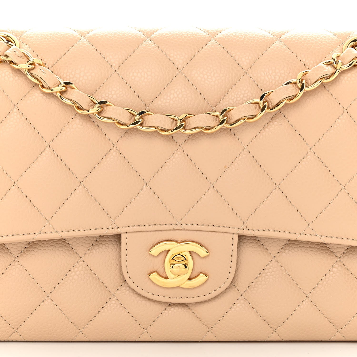 Chanel Caviar Quilted Medium Double Flap Beige 8 of 10