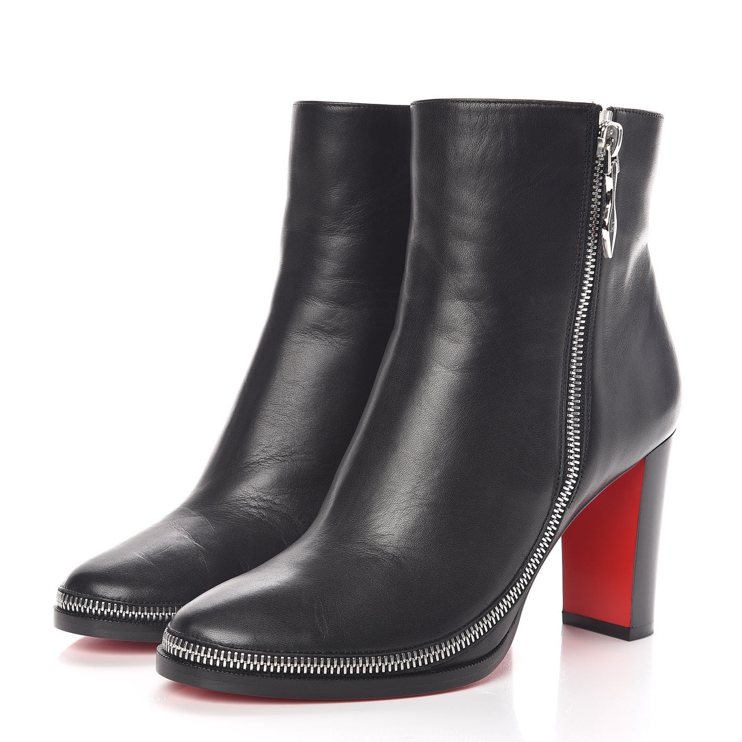 Christian Louboutin Calfskin Telezip 85 Ankle Bootie 37.5 Black 3 of 8