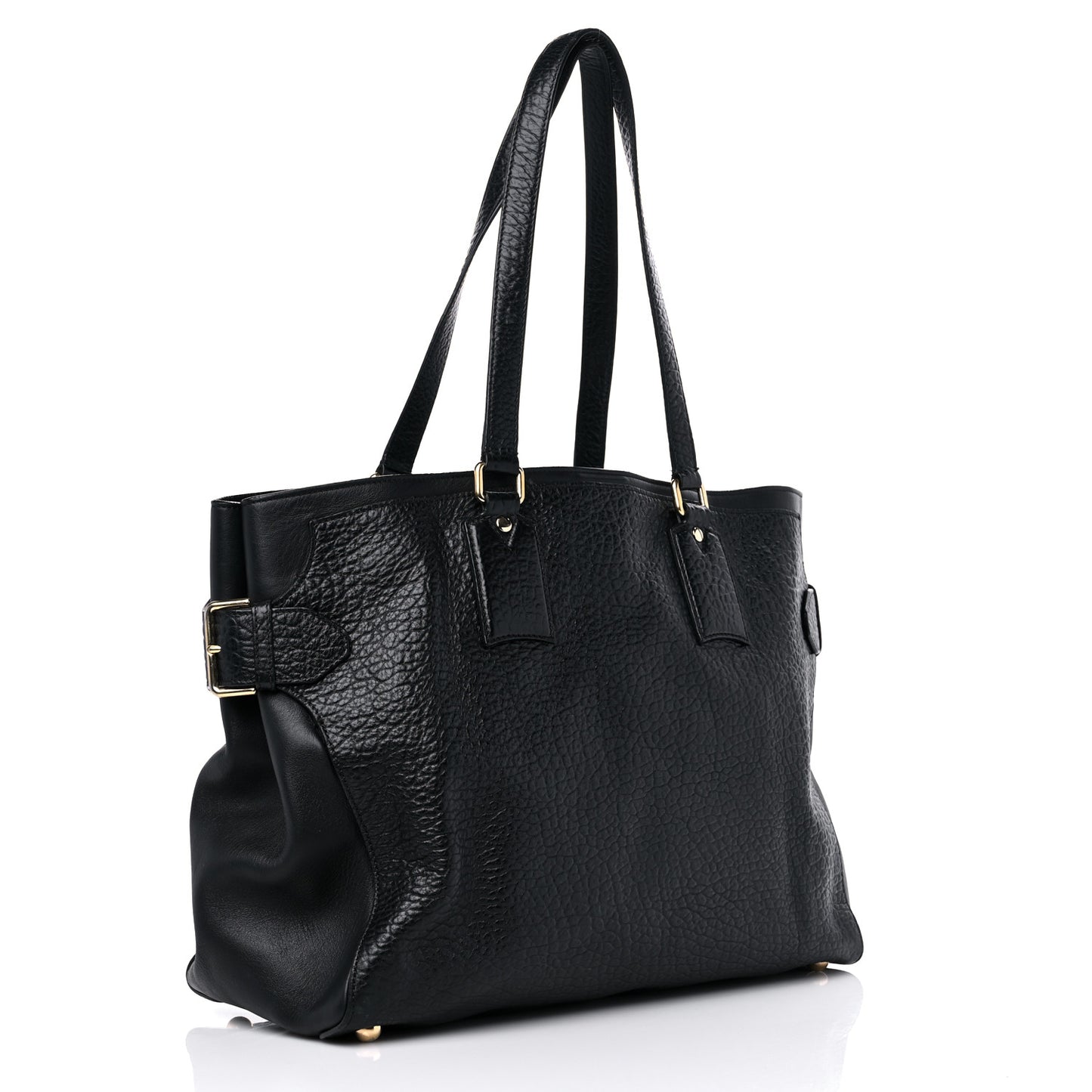 Signature Grain Calfskin Medium Tote Black