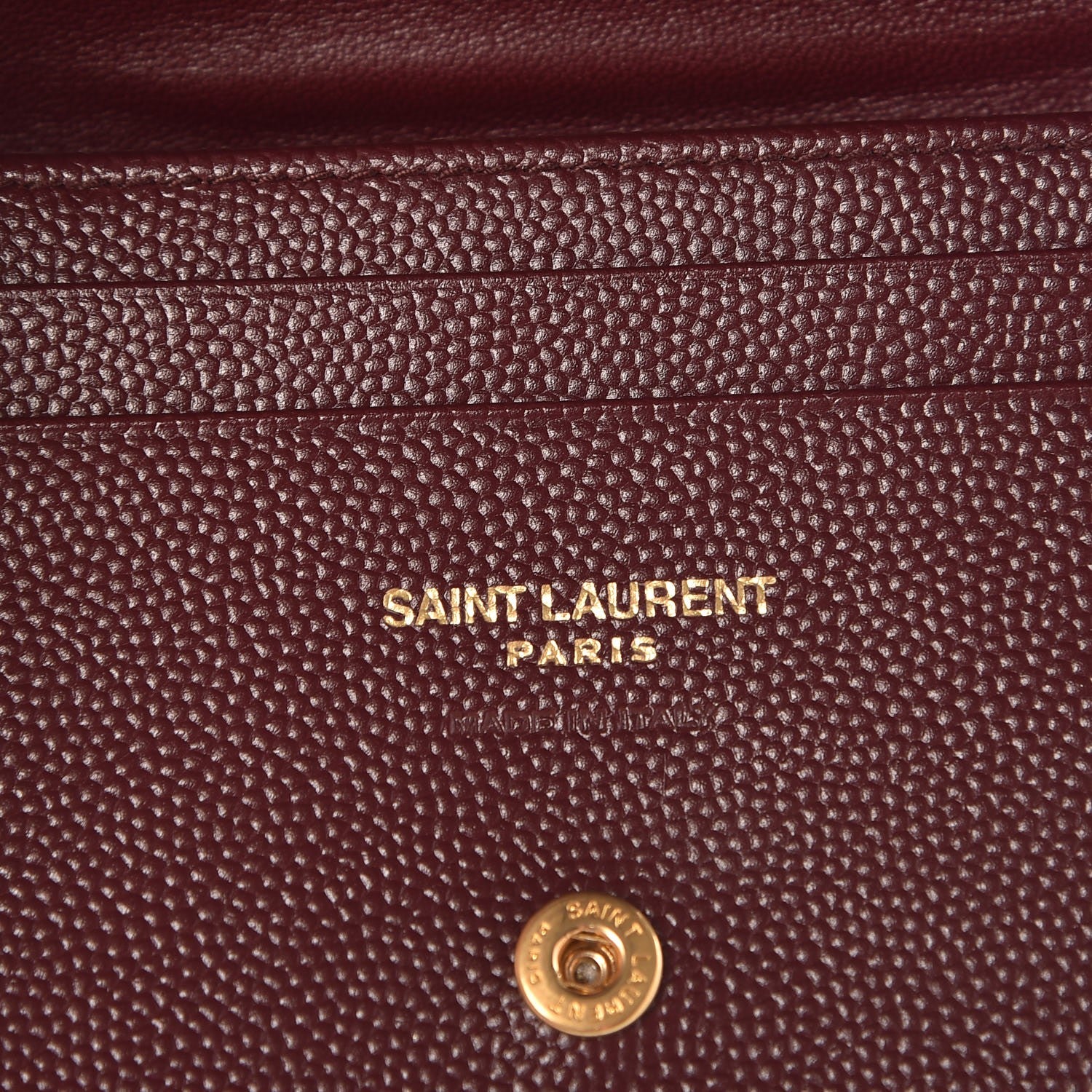 Saint Laurent Grain De Poudre Matelasse Chevron Monogram Card Case Bordeaux 6 of 8