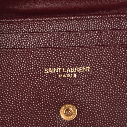 Saint Laurent Grain De Poudre Matelasse Chevron Monogram Card Case Bordeaux 6 of 8