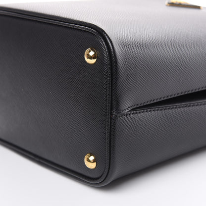 Prada Saffiano Cuir Medium Panier Bucket Bag Black Fuoco 8 of 9