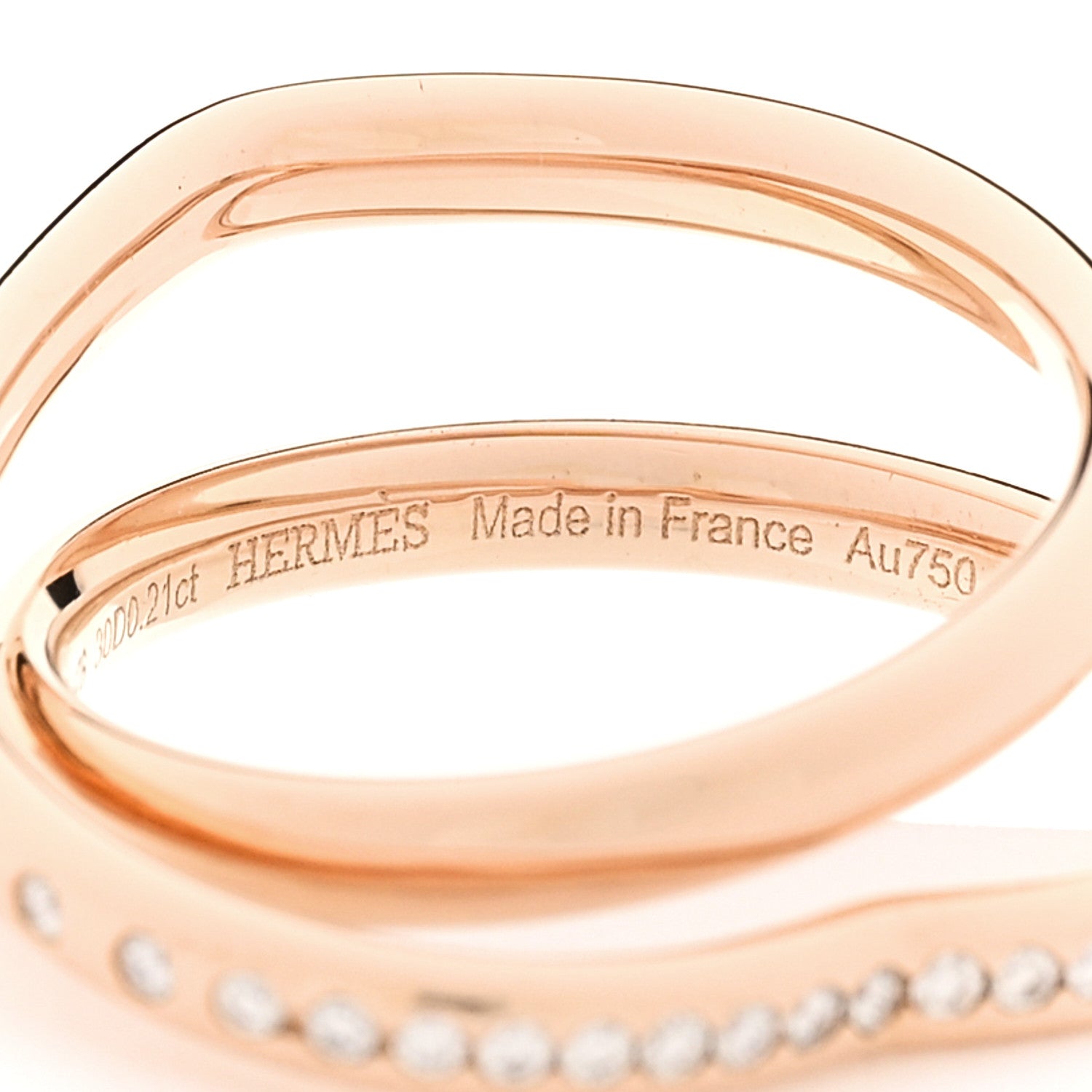 Hermes 18K Rose Gold Diamond Vertige Coeur Ring 53 6.5 1847084