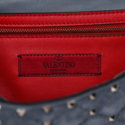 Valentino Garavani Suede Rockstud Spike Wallet on Chain Bright Blue 6 of 10