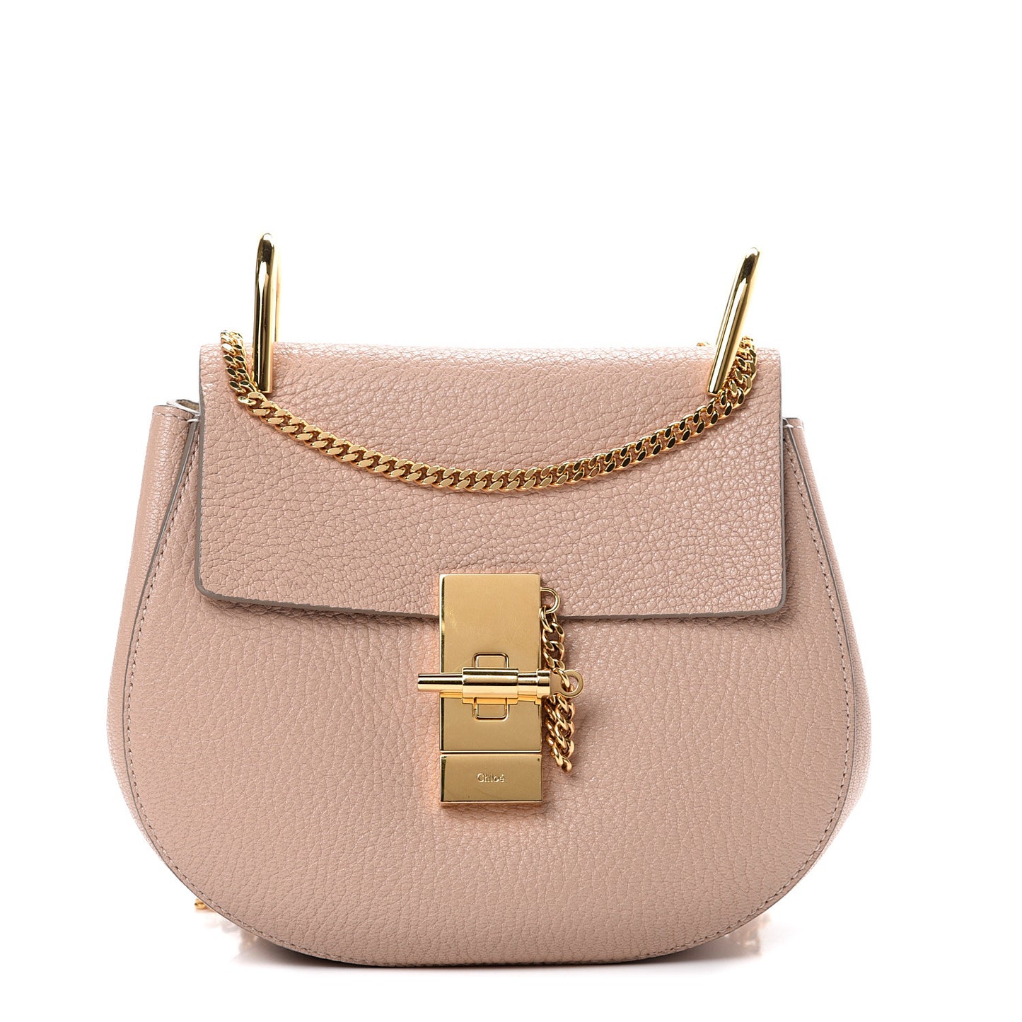 Grained Lambskin Mini Drew Shoulder Bag Cement Pink