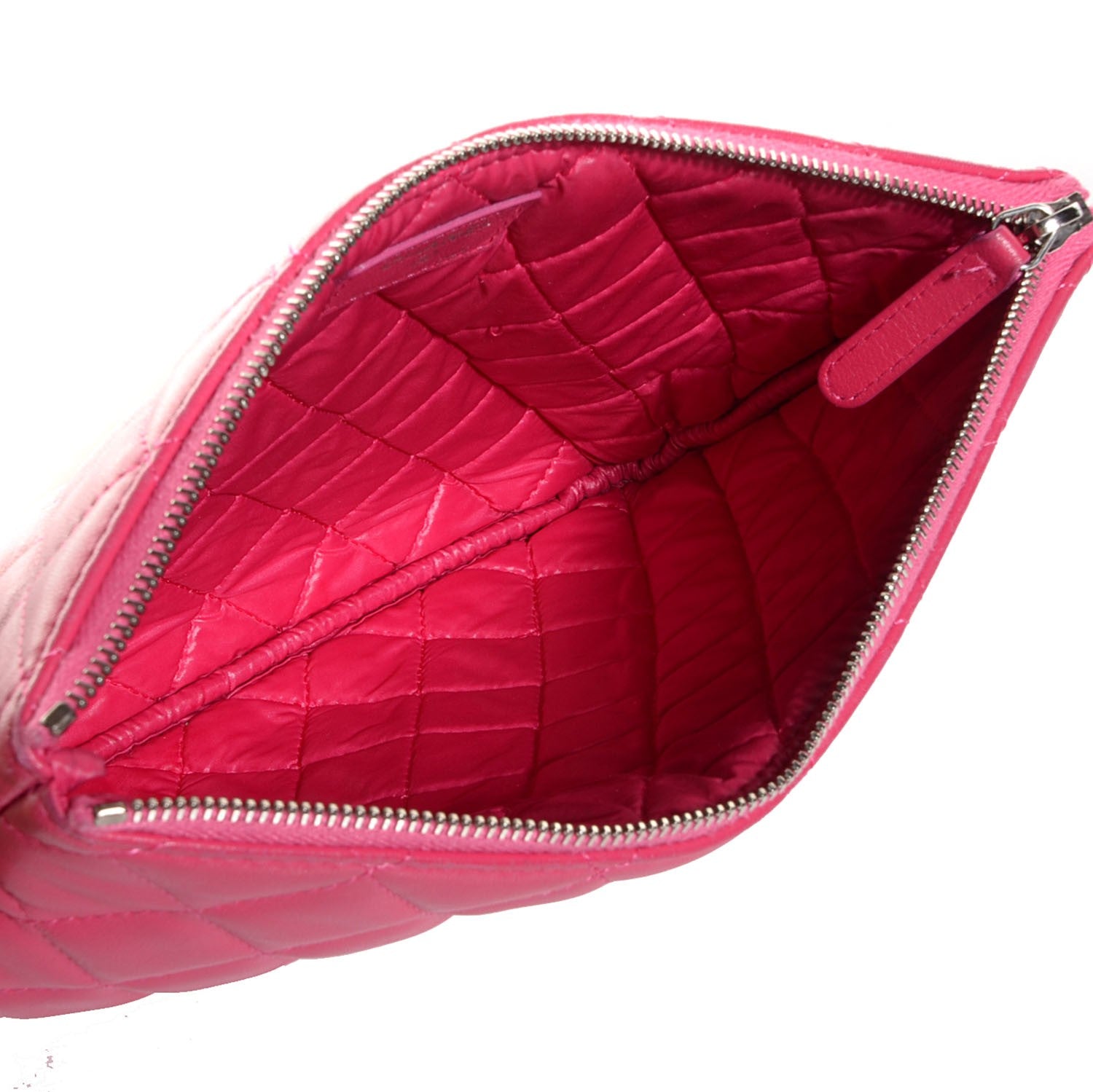 Chanel Lambskin Quilted Medium Cosmetic Case Dark Pink 5 of 8
