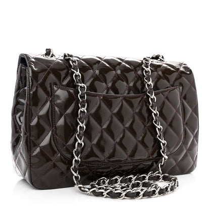 Chanel Patent Quilted Jumbo Single Flap Dark Purple 2 of 10