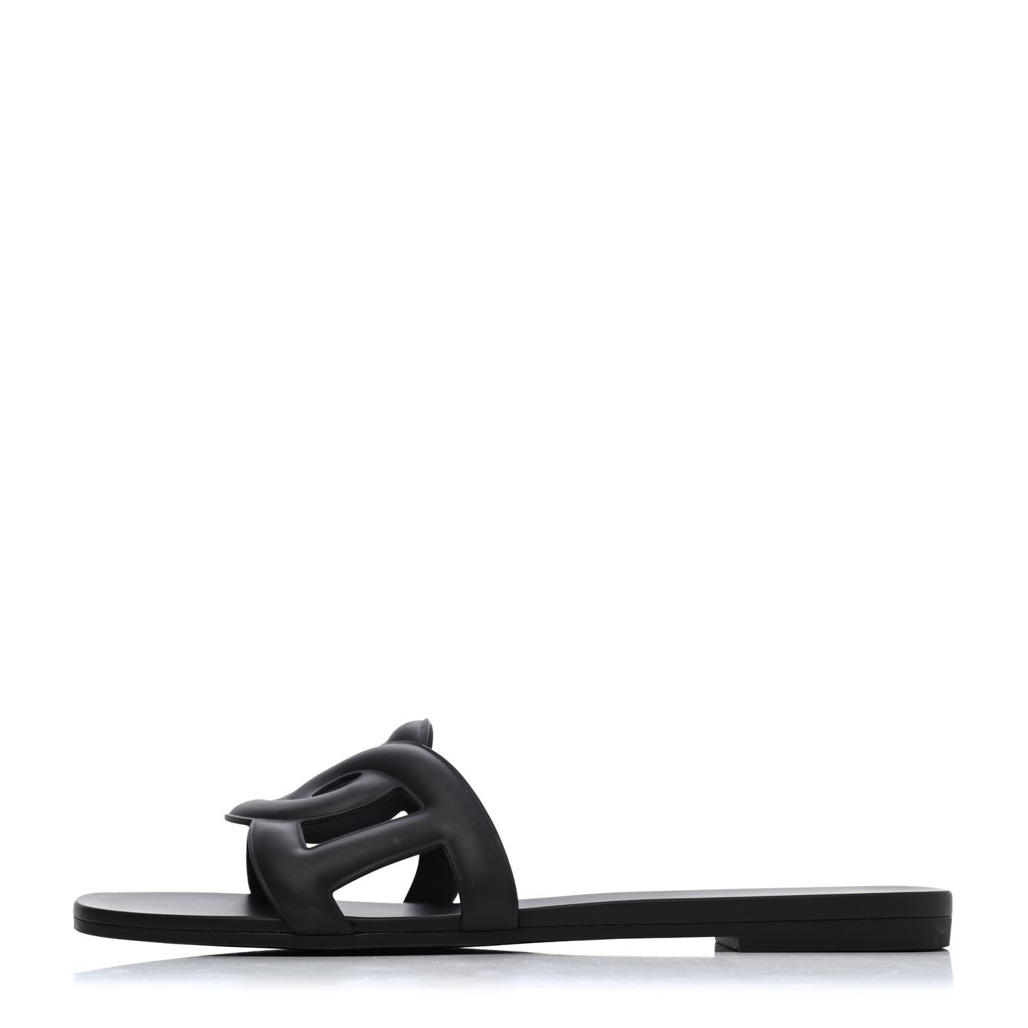 Hermes Rubber Aloha Sandals 38 Black 1 of 4
