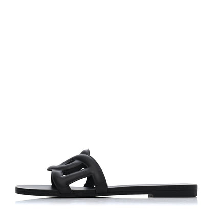 Hermes Rubber Aloha Sandals 38 Black 1 of 4