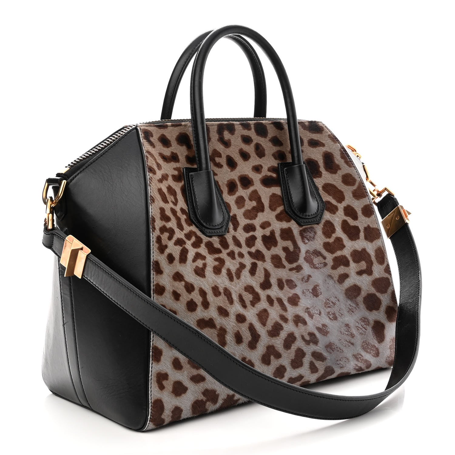 Givenchy Pony Hair Smooth Calfskin Leopard Print Antigona Black 3 of 13