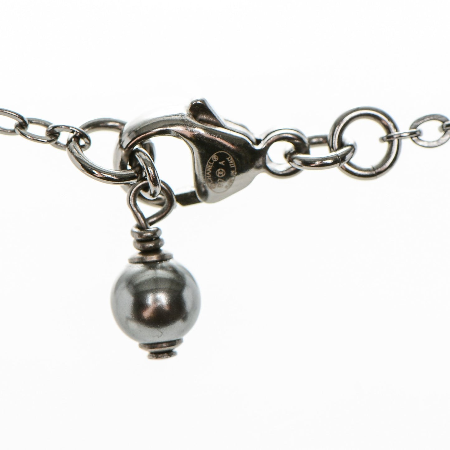 Crystal Double CC Necklace Black Dark Silver