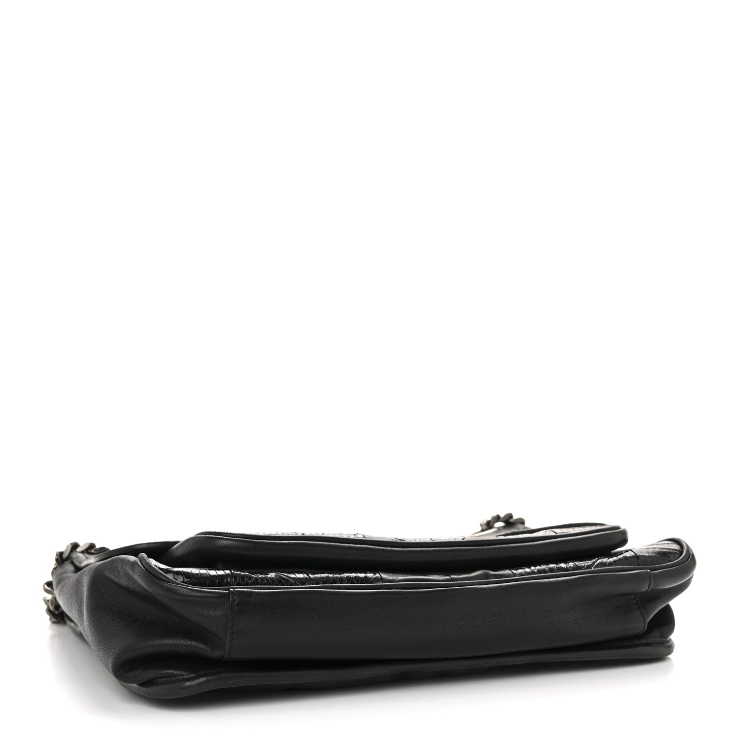 Saint Laurent Calfskin Ayers Patchwork Monogram Medium Niki Chain Satchel Black 4 of 14