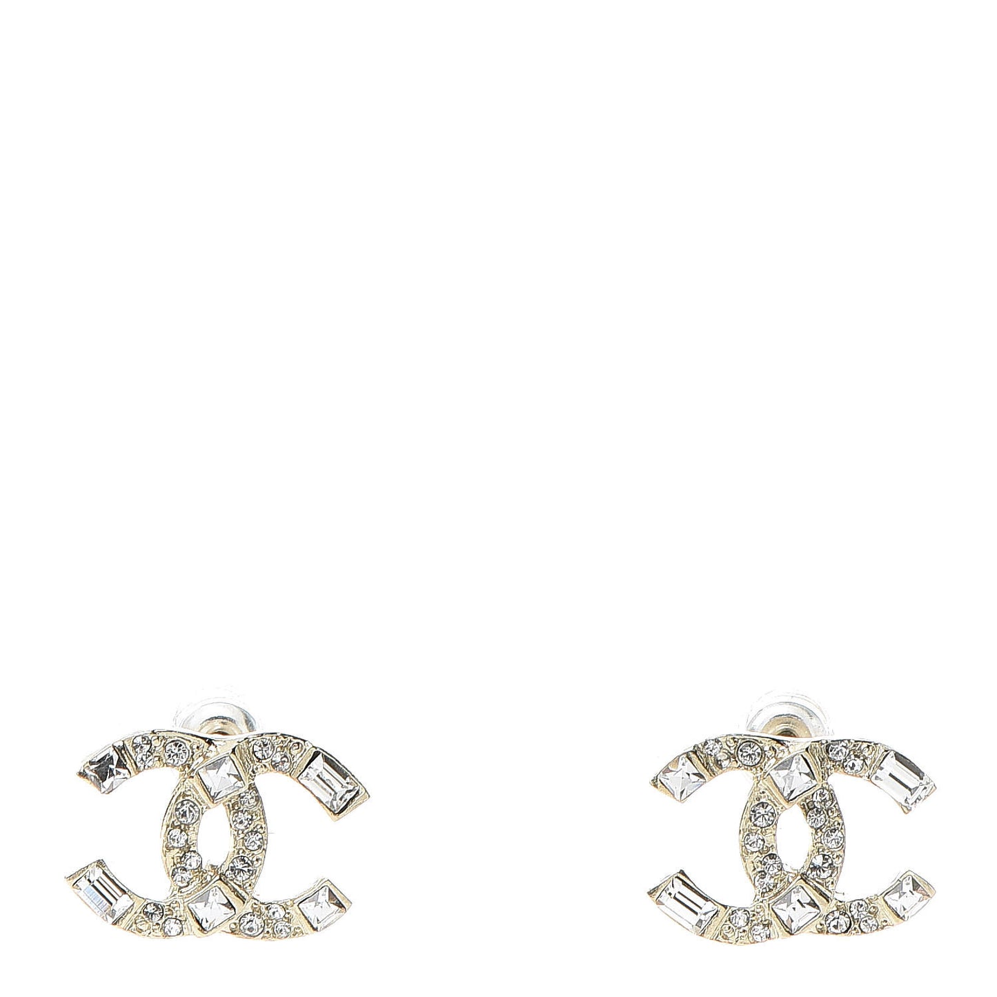 Crystal Baguette CC Earrings Gold