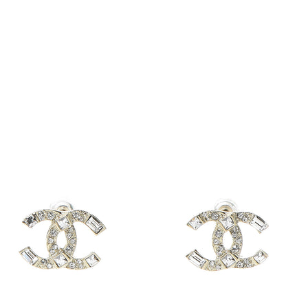Chanel Crystal Baguette CC Earrings Gold 1 of 5