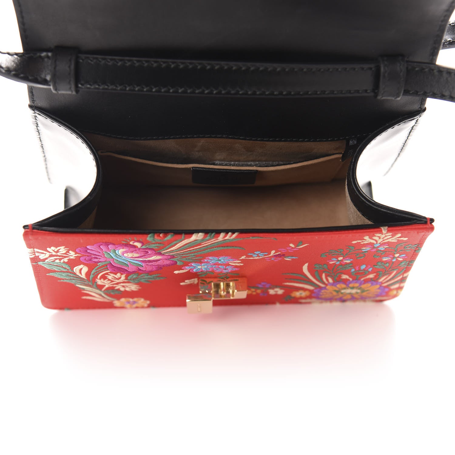 Gucci Jacquard Floral Mini Sylvie Top Handle Bag Red Multicolor Black 5 of 10