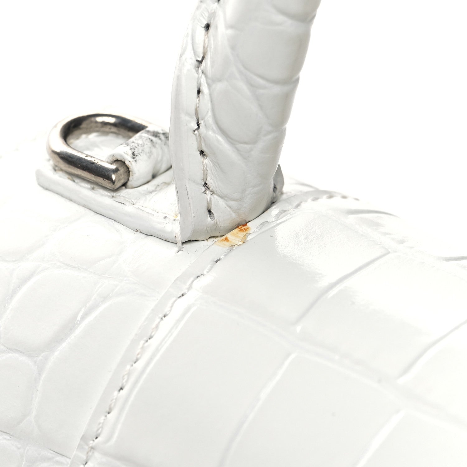 Balenciaga Calfskin Crocodile Embossed Small Hourglass Top Handle Bag White 13 of 14
