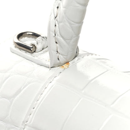 Balenciaga Calfskin Crocodile Embossed Small Hourglass Top Handle Bag White 13 of 14