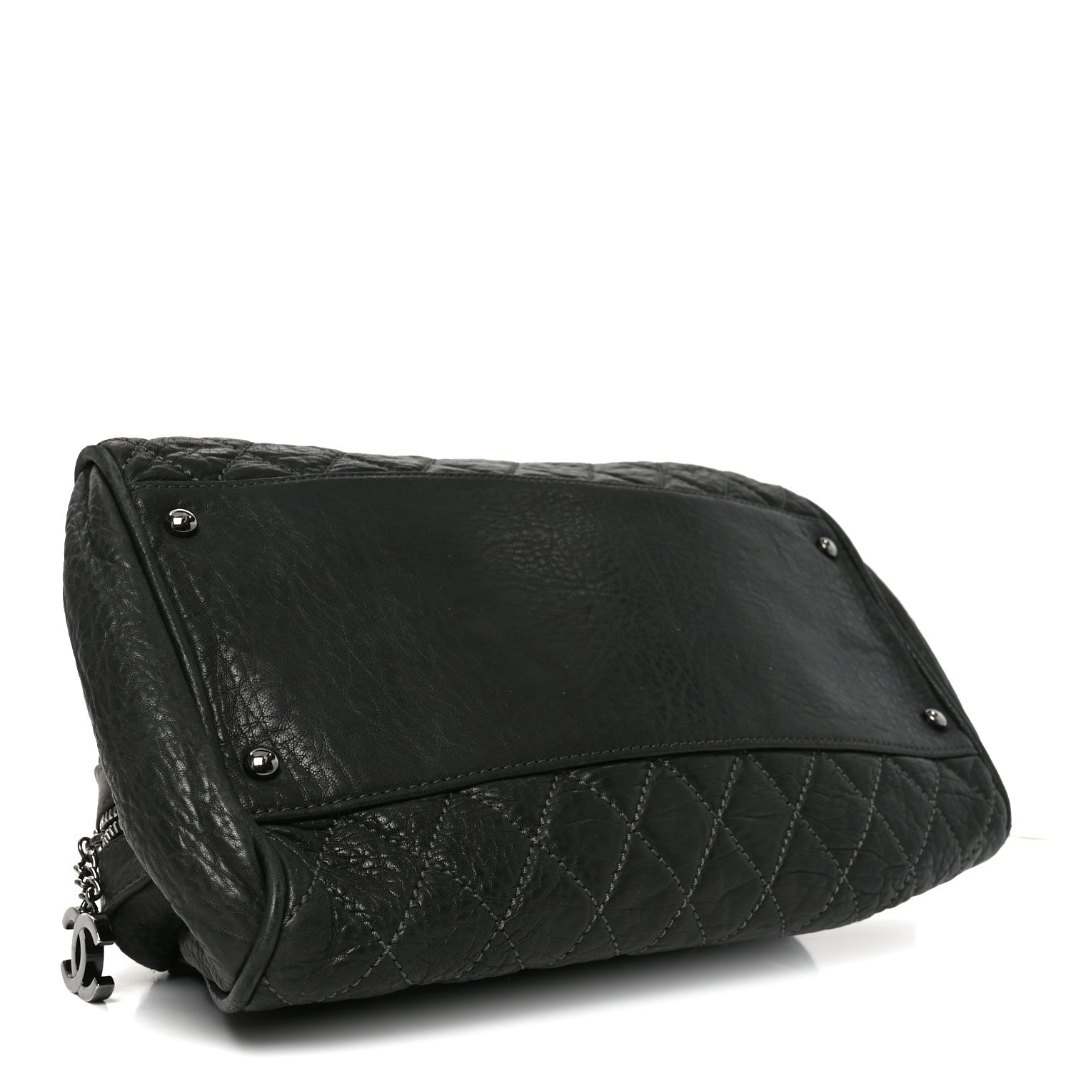 Chanel Distressed Lambskin Lady Braid Bowler Grey 4 of 10