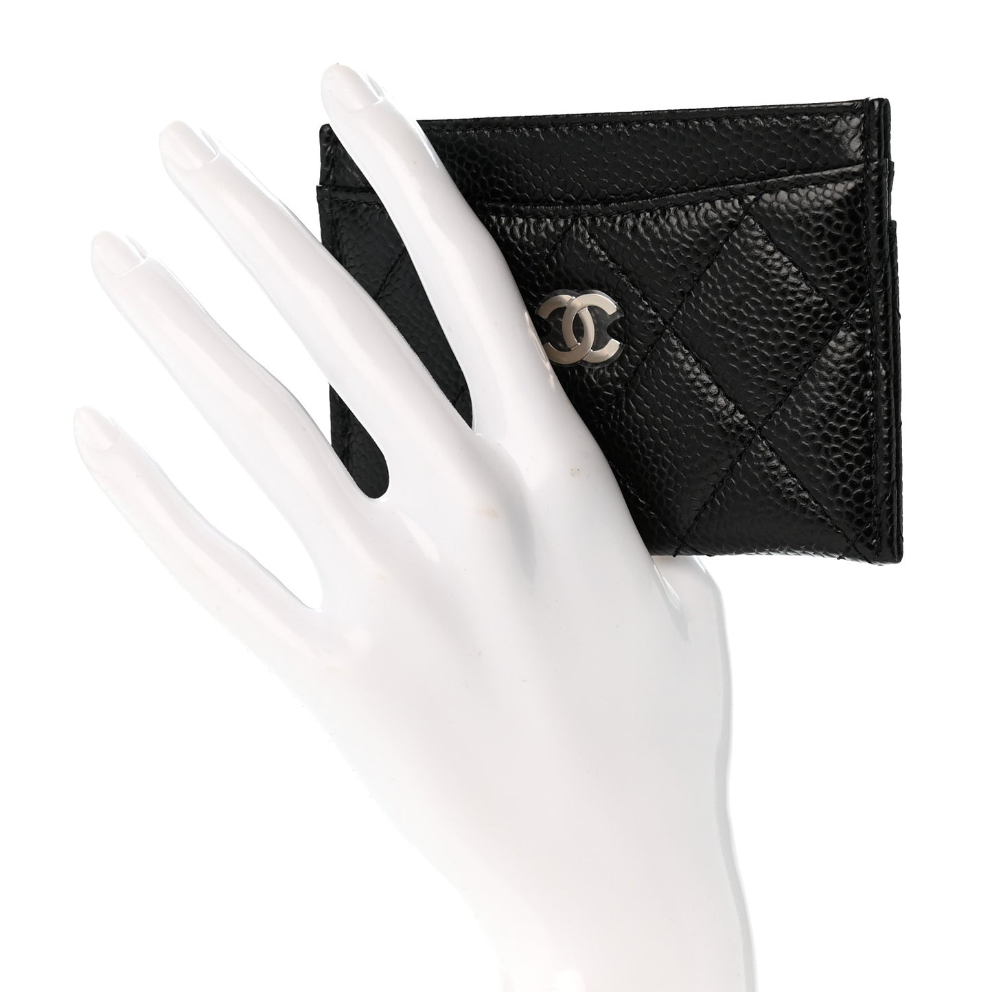 Caviar Quilted Card Holder Black