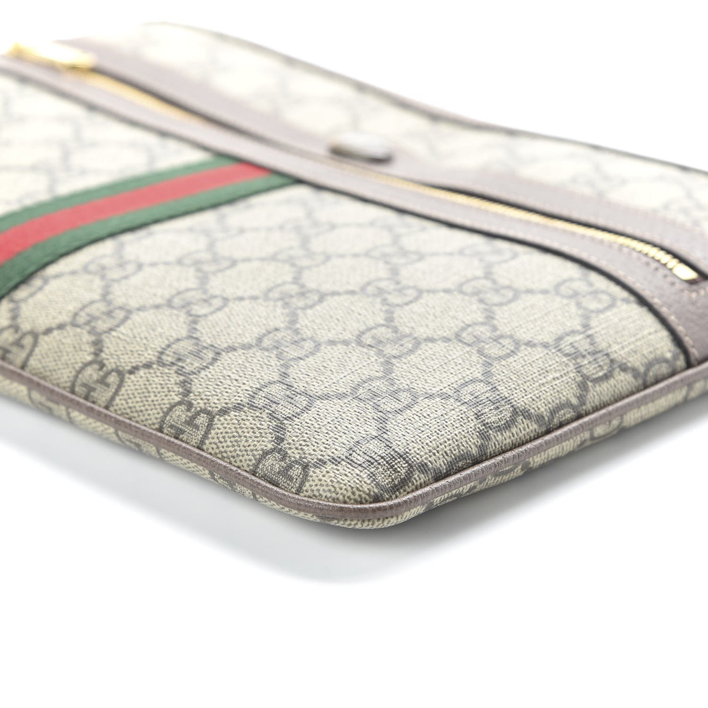 GG Supreme Monogram Large Ophidia Pouch Clutch Brown