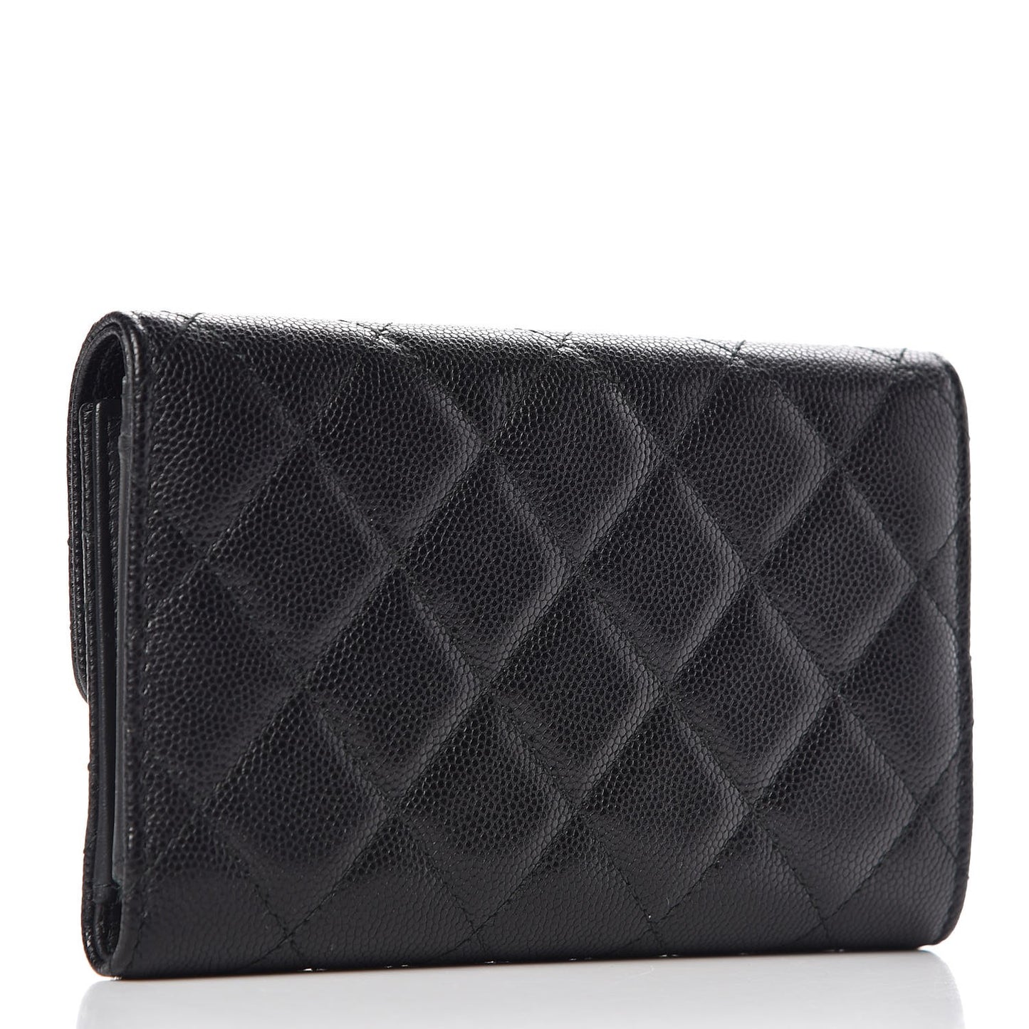 Caviar Quilted Small Golden Class Flap Wallet Black