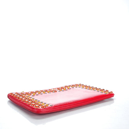 Prada Saffiano Vernice Crystal Studded Clutch Rosso 4 of 8