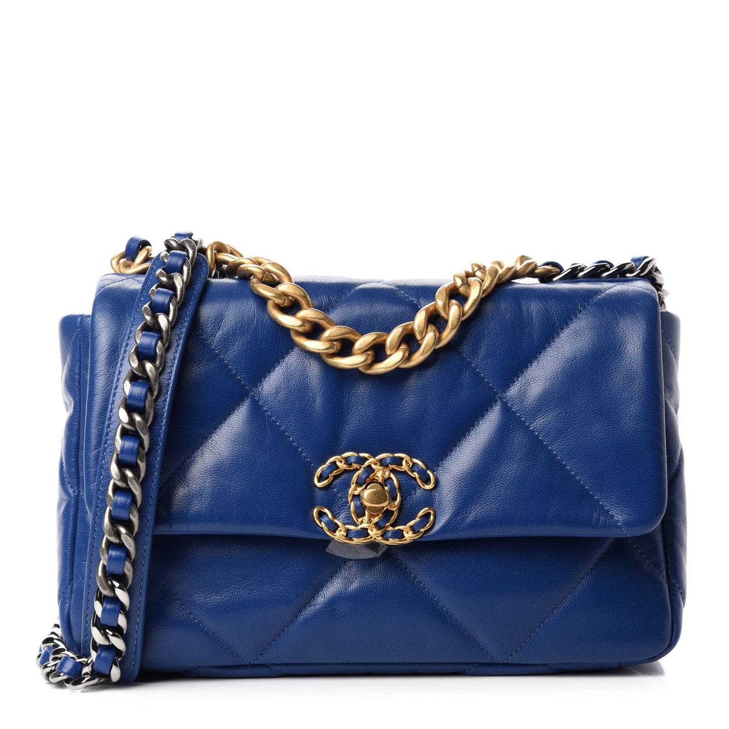 Goatskin Quilted Medium Chanel 19 Flap Dark Blue