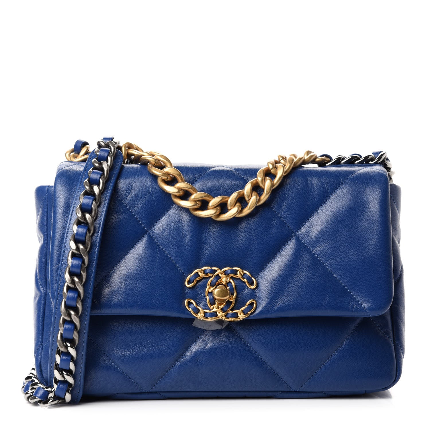Chanel Goatskin Quilted Medium Chanel 19 Flap Dark Blue 1 of 12