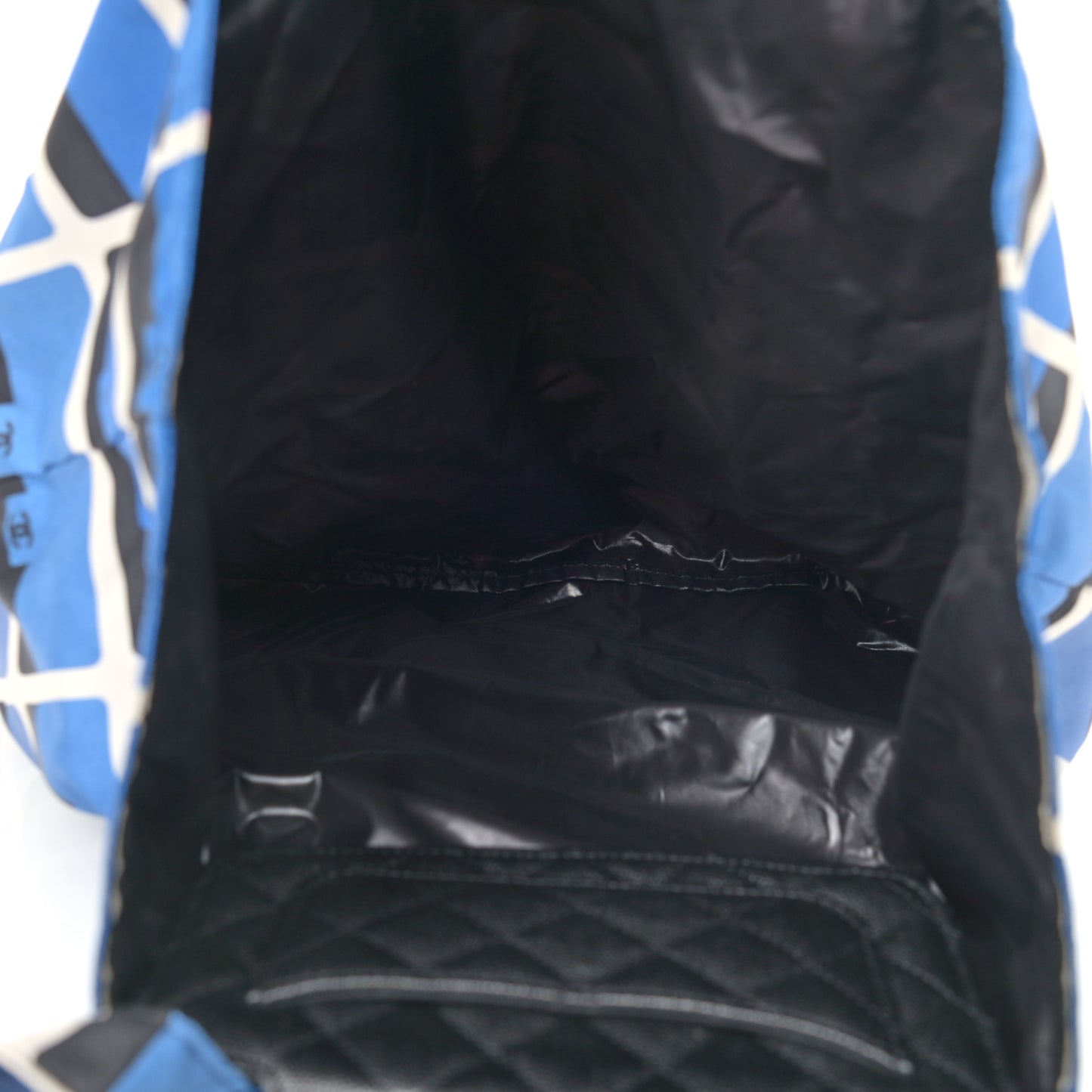 Caviar Fabric Quilted Foldable Tote With Chain Black Multicolor