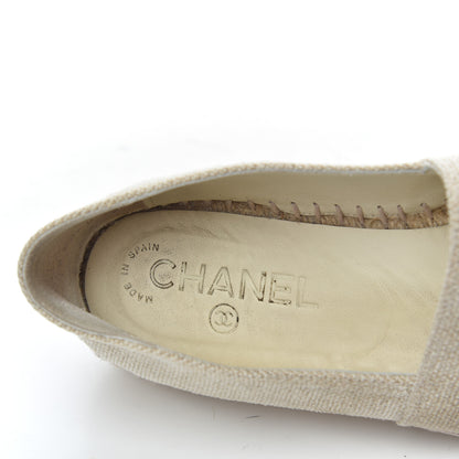 Chanel Toile Sequin CC Espadrilles 37 Beige Black 6 of 14