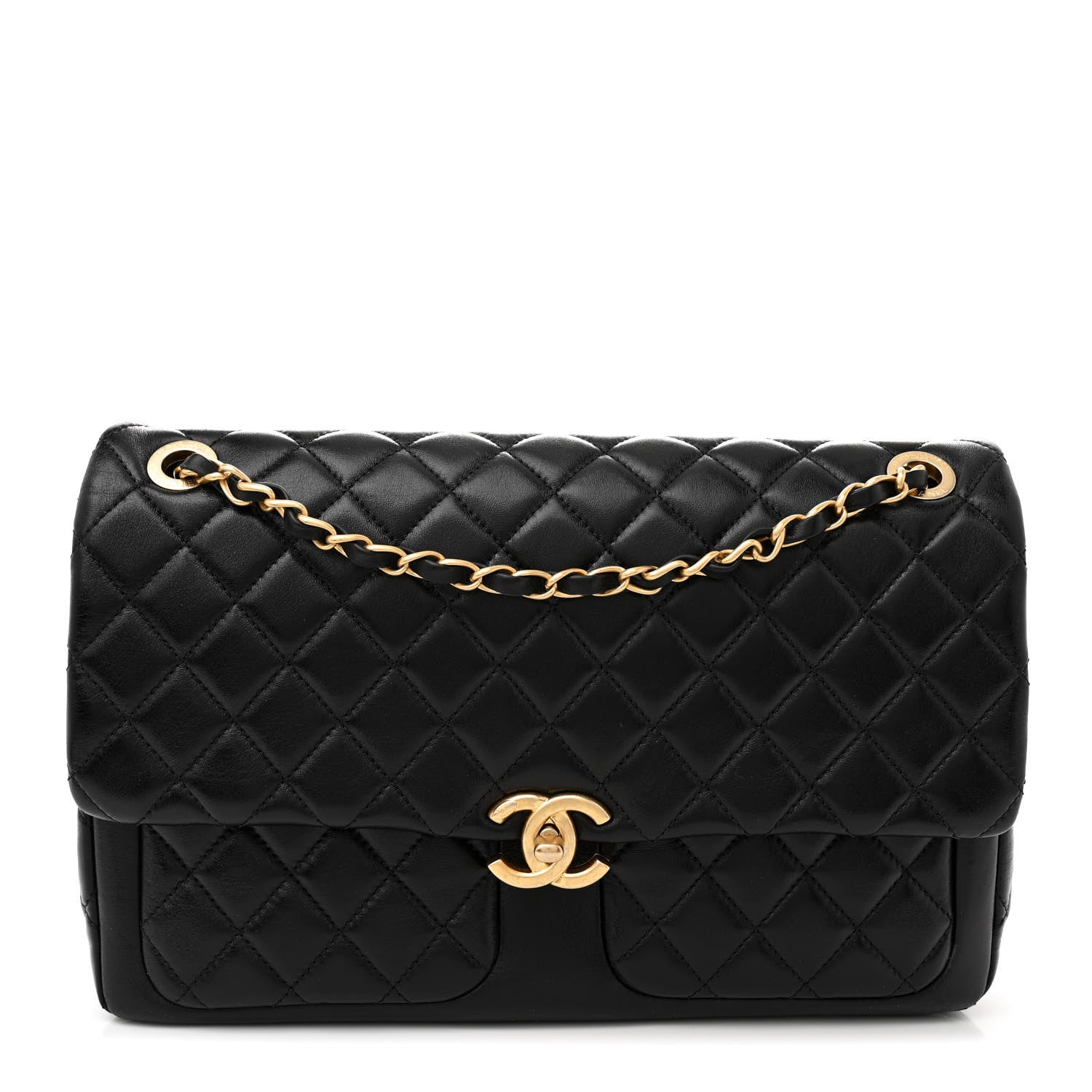 Chanel Shiny Lambskin Quilted Daily Friend Flap Black 1 of 11