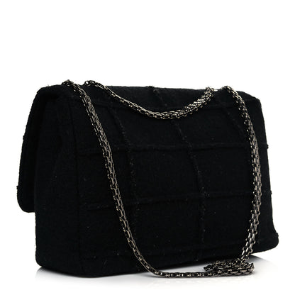Chanel Wool Patchwork Mademoiselle Jumbo Flap Black 2 of 9