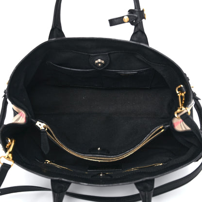 Burberry Grainy Calfskin House Check Large Banner Tote Black 6 of 22