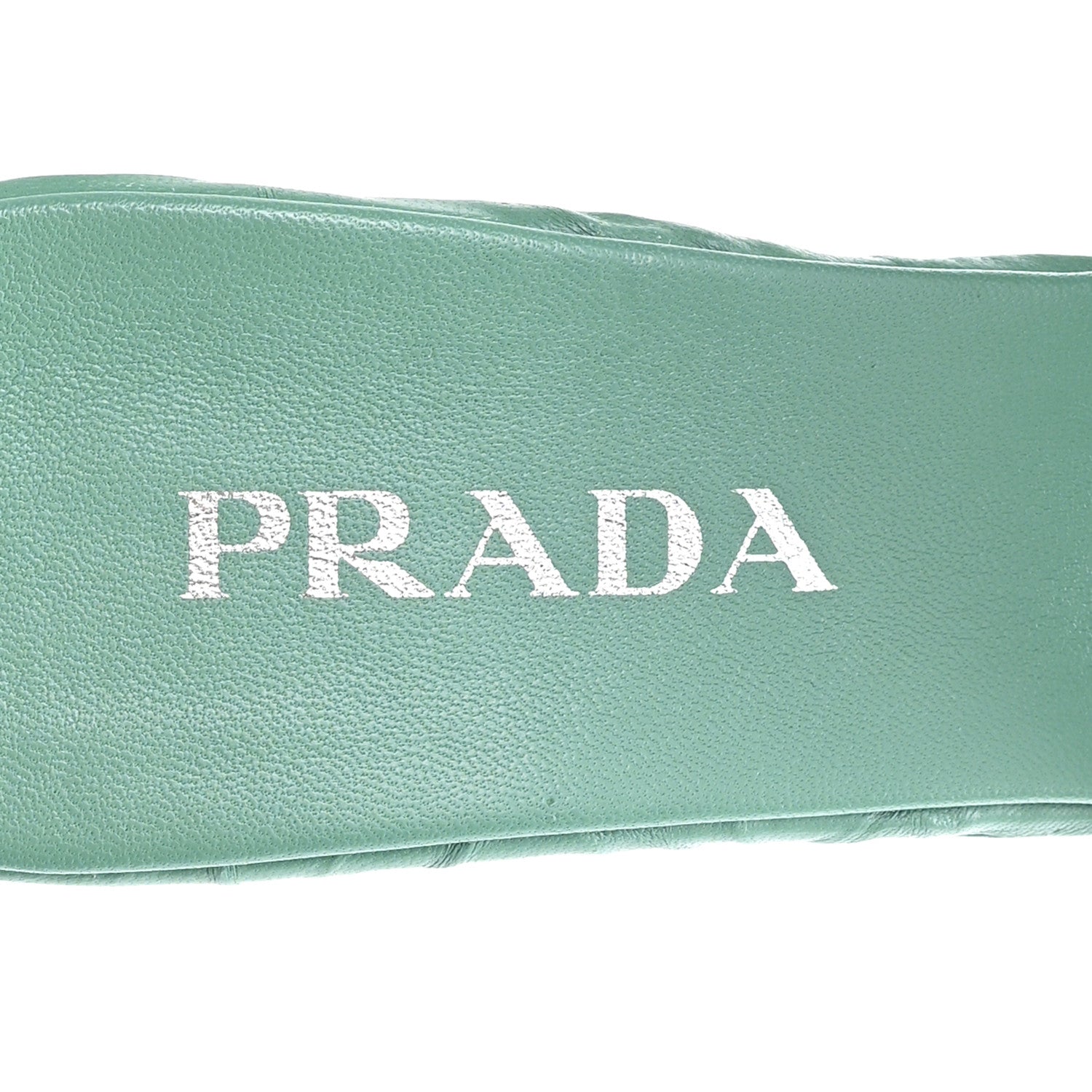 Prada Nappa Antique Metal Triangle Logo 55mm Slide Sandals 40 Salvia 8 of 9