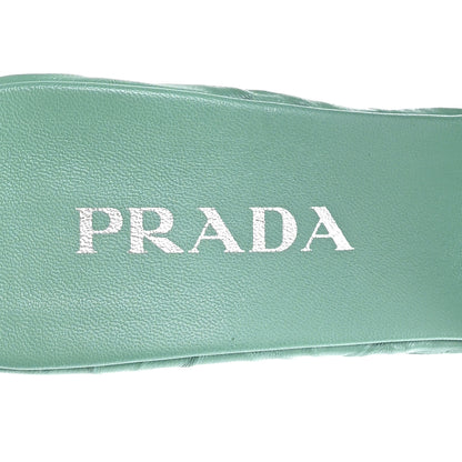 Prada Nappa Antique Metal Triangle Logo 55mm Slide Sandals 40 Salvia 8 of 9