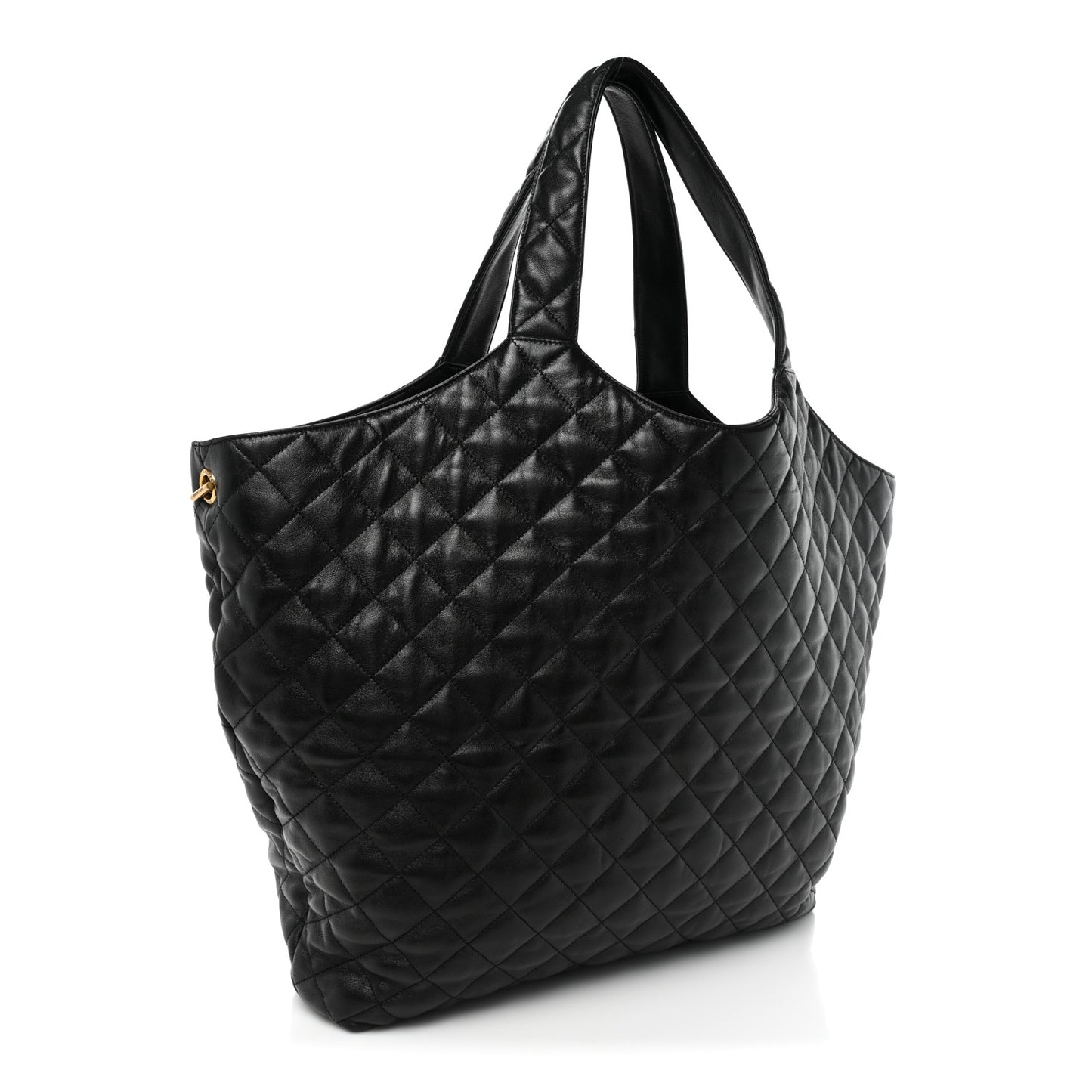 Lambskin Quilted Maxi Icare Shopping Tote Black