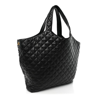 Saint Laurent Lambskin Quilted Maxi Icare Shopping Tote Black 4 of 17