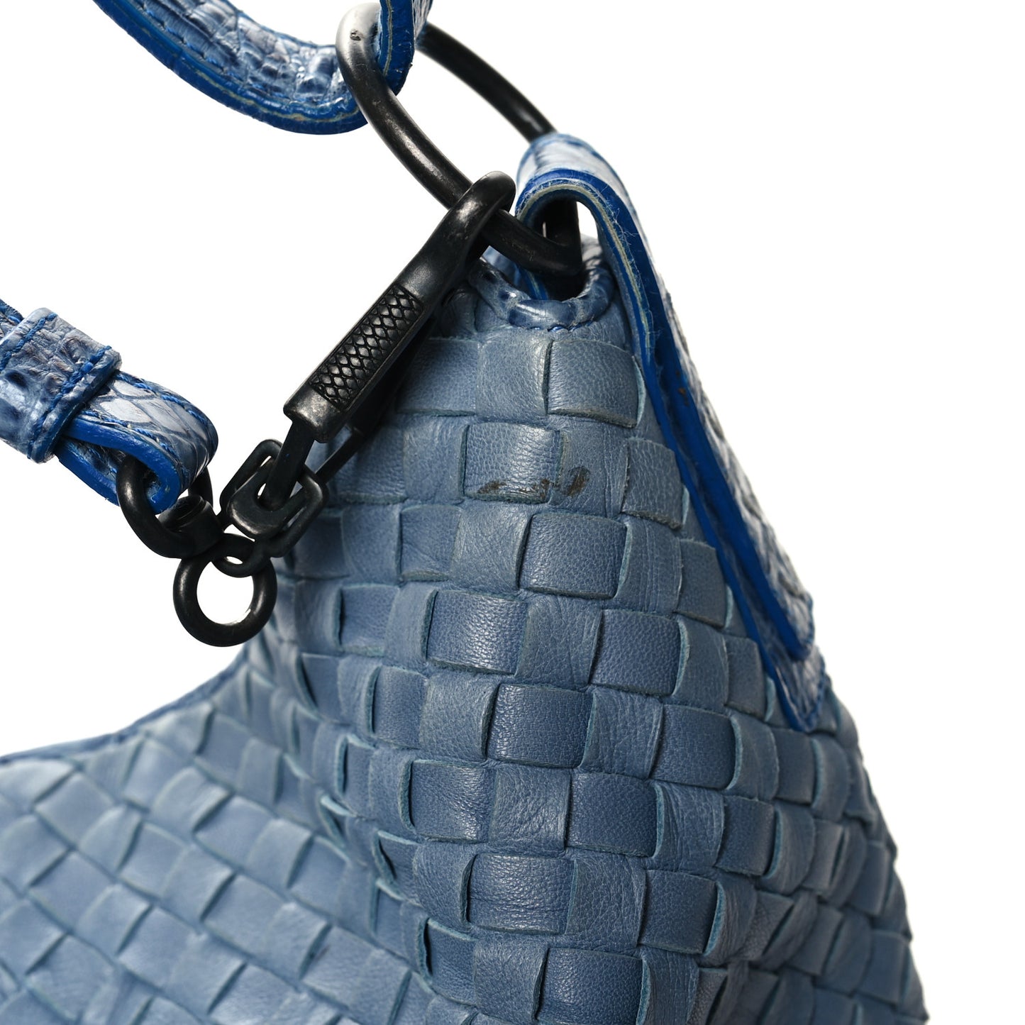 Nappa Torchon Alligator Intrecciato Hobo Bag Light Blue